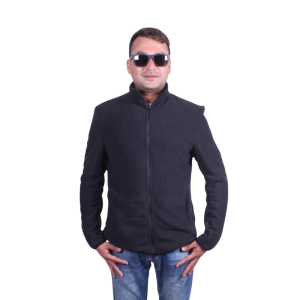 Teddy Polar Fleece Coat Style Cut Men Jacket Black