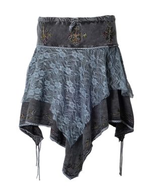 lace and cotton embroidered skirt