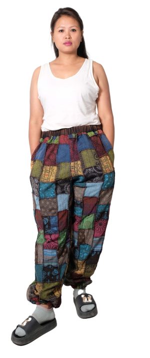 SH022, light printed cotton patch,shown stitches trouser
