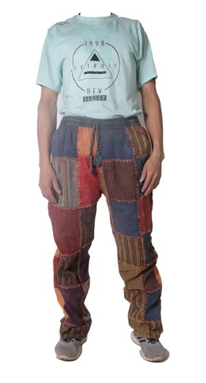 SH030, cotton patch work and hand crochet washed trouser